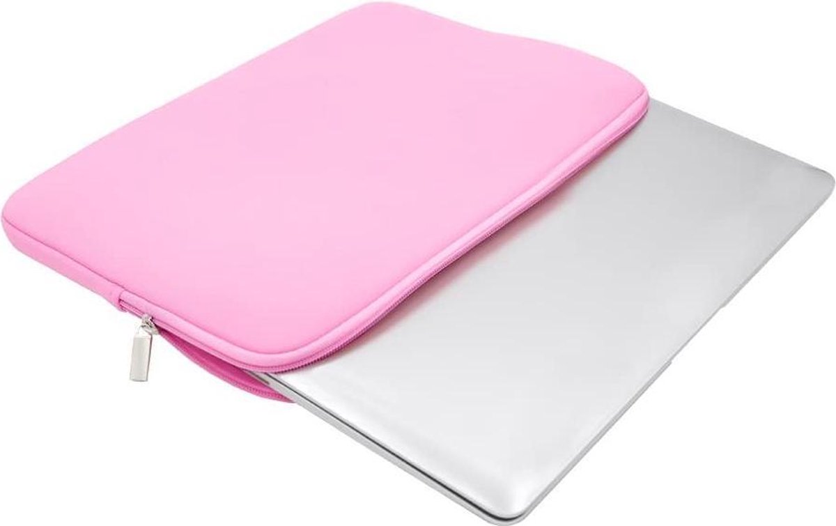 Laptoptas Laptop Sleeve - Soft Sleeve Hoes - Extra Bescherming - 15 inch - Neopreen - Universele Laptophoes - Macbook Sleeve - met Ritssluiting - Laptop Tas - Foam - Macbook - Notebook - Licht roze — afbeelding 4