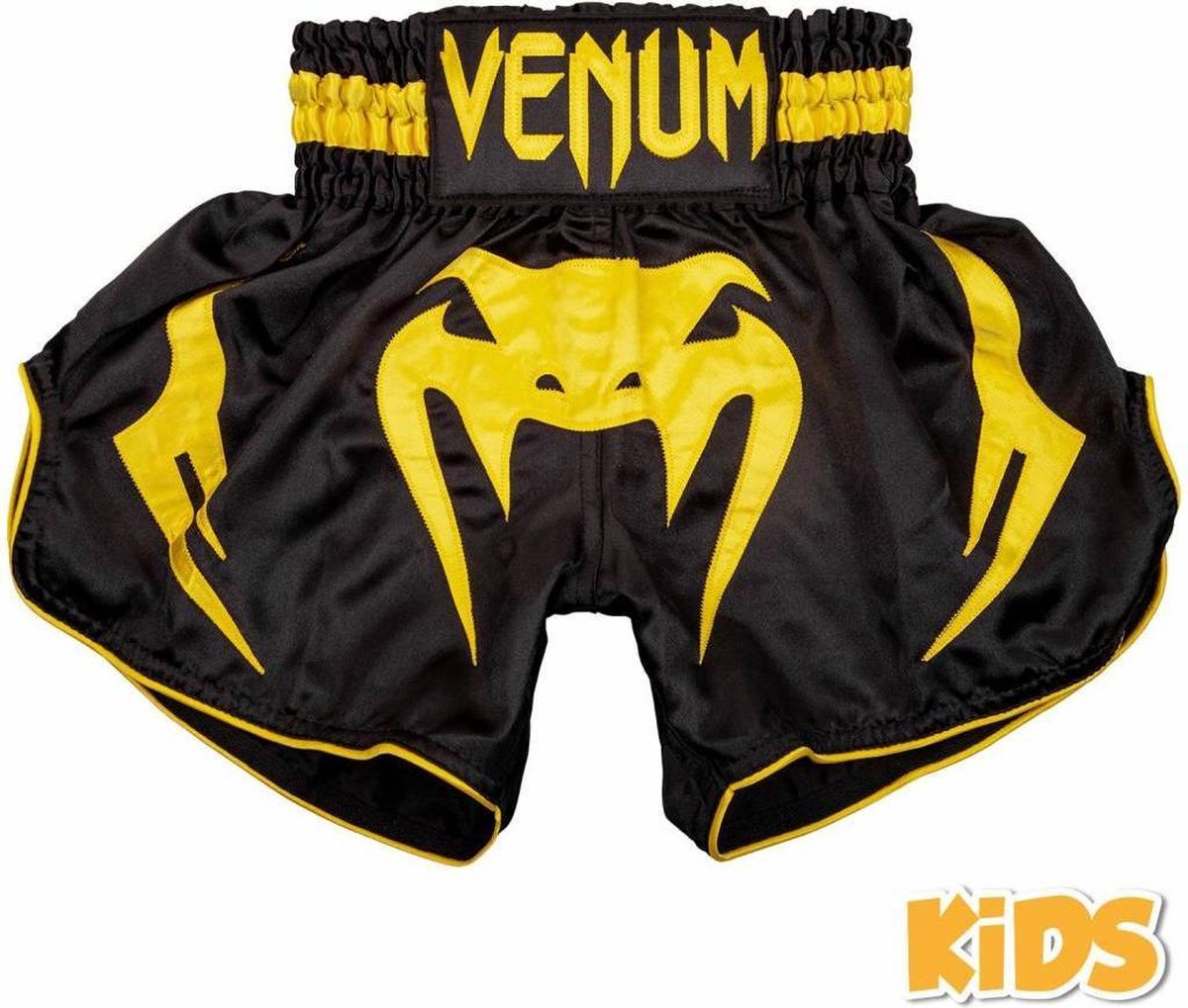 Venum Kids BANGKOK INFERNO Muay Thai Short Zwart Geel Kids - 10 Jaar