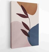 Earth tone background foliage line art drawing with abstract shape 4 - Moderne schilderijen – Vertical – 1928942339 - 50*40 Vertical