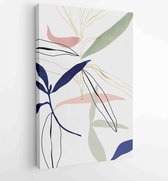 Botanical wall art vector set. Golden foliage line art drawing with watercolor 2 - Moderne schilderijen – Vertical – 1931500547 - 50*40 Vertical