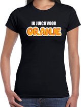 Zwart t-shirt Holland / Nederland supporter ik juich voor oranje EK/ WK voor dames XL