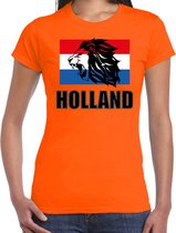 Oranje t-shirt Holland met leeuw voor dames - Holland / Nederland supporter shirt EK/ WK S