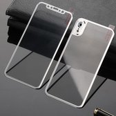 Titanium legering rand volledige dekking voor + achterkant gehard glas screenprotector voor iPhone XR (zilver)
