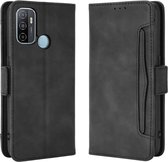 Voor OPPO A53 2020 / A53S 2020 / A33 Portemonnee-stijl Huidgevoel Kalfspatroon lederen tas met aparte kaartsleuf (zwart)