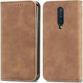 Retro Skin Feel Business Magnetisch Horizontaal Flip Leren Hoesje Met Houder & Kaartsleuven & Portemonnee & Fotolijst voor OnePlus 8 (Bruin)