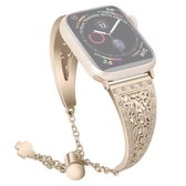 Voor Apple Watch Series 5 & 4 40 mm / 3 & 2 & 1 38 mm bloempatroon verstelbare B-stijl polsband (retro goud)