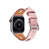 Top-grain lederen horlogeband voor Apple Watch Series 6 & SE & 5 & 4 40 mm / 3 & 2 & 1 38 mm (roze)