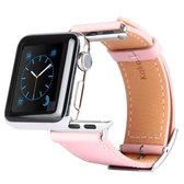 Kakapi voor Apple Watch 38 mm metalen gesp rundleer horlogeband met connector (roze)