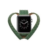 Dubbele ring reliëf lederen polshorloge band met roestvrijstalen gesp voor Apple Watch Series 3 & 2 & 1 38 mm (groen)