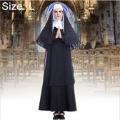 Halloween Kostuum Dames Nun Missionaris Cosplay Kleding, Maat: L, Buste: 108 cm, Jurk Lengte: 144 cm, Schouderbreedte: 40 cm-Geen