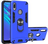 Voor Huawei Honor 8A / Y6 (2019) 2 in 1 Armor Series PC + TPU beschermhoes met ringhouder (donkerblauw)