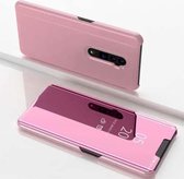 Galvaniserende spiegel horizontale flip lederen tas voor OPPO Reno met houder (roségoud)