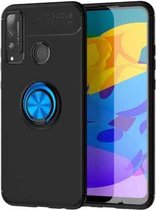 Voor Huawei Honor 4T metalen ringhouder 360 graden roterende TPU-hoes (zwart + blauw)