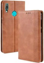 Magnetische gesp Retro textuur horizontale lederen flip case voor Huawei Y7 (2019) / Y7 Prime (2019), met houder & kaartsleuven & portemonnee (bruin)