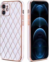 iPhone 7 Luxe Geruit Back Cover Hoesje - Silliconen - Ruitpatroon - Back Cover - Apple iPhone 7 - Wit