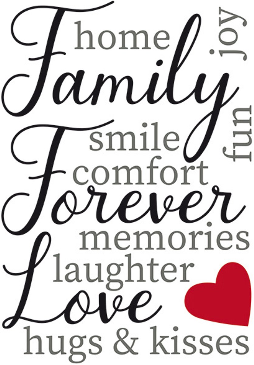 Crearreda Muursticker Family 75 X 75 Cm Vinyl Zwart