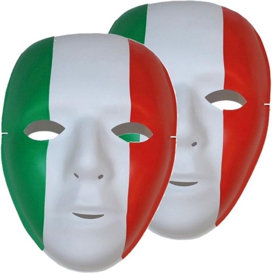 Set van 2x stuks supporters maskers rood/groen/wit - Italiaanse feestartikelen... | bol.com
