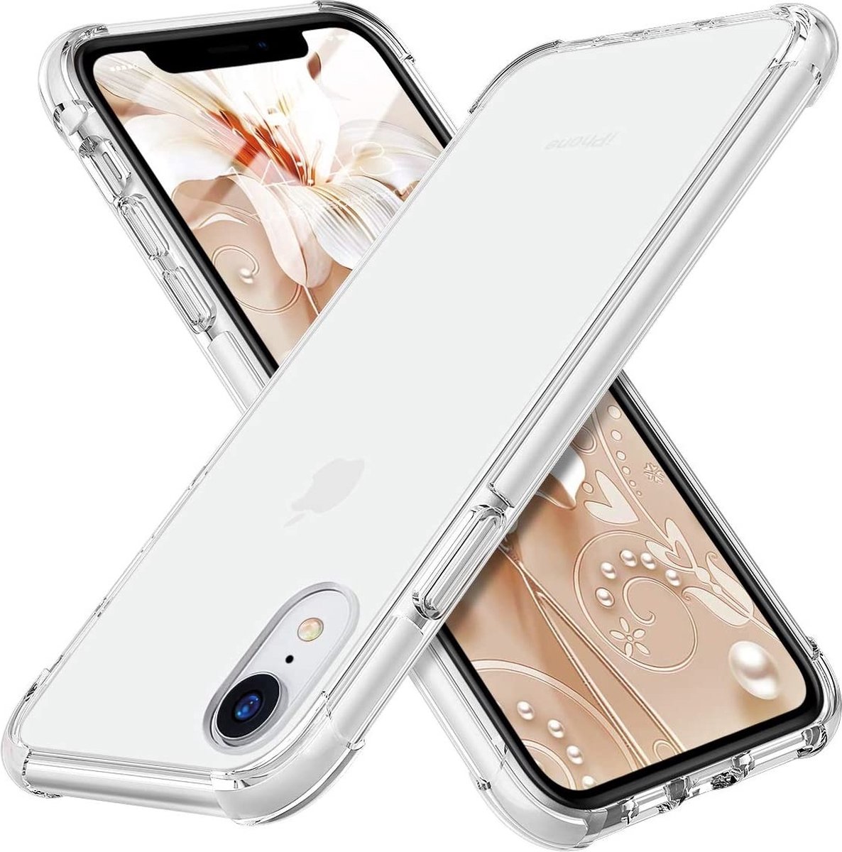 Ceezs telefoonhoesje geschikt voor Apple iPhone Xr hoesje - schokbestendig - optimale bescherming - doorzichtige case - transparant + glazen Screenprotector