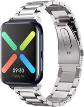 Stalen Smartwatch bandje - Geschikt voor Oppo Watch stalen band - zilver - Strap-it Horlogeband / Polsband / Armband - Oppo 46mm
