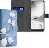 kwmobile telefoonhoesje voor Nokia X20 / X10 - Hoesje met pasjeshouder in taupe / wit / blauwgrijs - Magnolia design