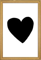 JUNIQE - Poster met houten lijst Big Heart -40x60 /Wit & Zwart