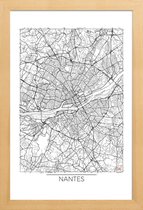 JUNIQE - Poster met houten lijst Nantes - minimalistische stadskaart
