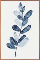 JUNIQE - Poster met kunststof lijst Blue Plant -30x45 /Blauw & Wit