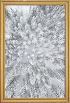 JUNIQE - Poster met houten lijst Snowy Forests -40x60 /Grijs & Wit