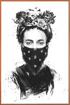 JUNIQE - Poster met kunststof lijst Rebel Girl -20x30 /Wit & Zwart
