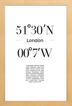 JUNIQE - Poster met houten lijst London -13x18 /Wit & Zwart