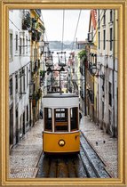 JUNIQE - Poster met houten lijst Yellow Tram -20x30 /Geel