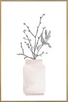 JUNIQE - Poster met kunststof lijst Winter Flower -20x30 /Wit & Zwart