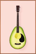 JUNIQE - Poster met kunststof lijst Avocado Guitar -30x45 /Bruin &