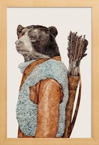 JUNIQE - Poster in houten lijst Hunter -40x60 /Bruin & Grijs