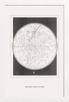 JUNIQE - Poster met houten lijst Northern Constellations -13x18 /Grijs