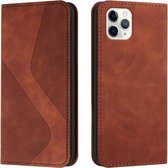 Skin Feel Magnetisch S-type Effen Kleur Horizontale Flip Leren Case met Houder & Kaartsleuf & Portemonnee Voor iPhone 11 Pro Max (Bruin)
