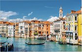Canal Grande met gondels en kleurrijke gevels in Venetië,  - Foto op Forex - 45 x 30 cm