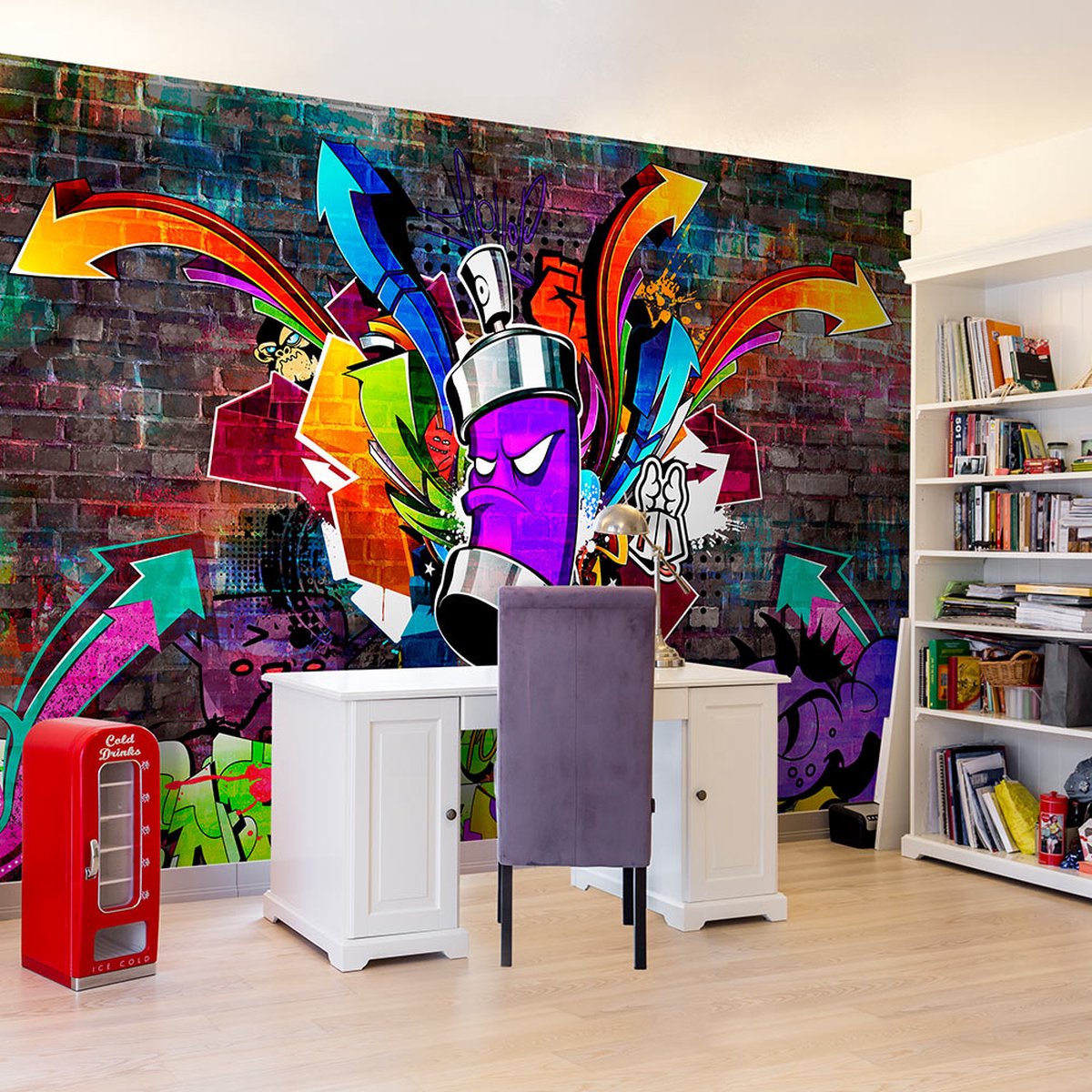 350cm X 245cm - Fotobehang - Graffiti, premium print vliesbehang, 5 maten, instructie bijgevoegd, geen behangtafel nodig, eenvoudig aan te brengen
