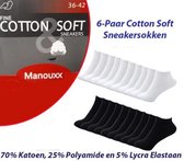 6-Paar Cotton Soft Sneakersokken in Zwart Kleur-Maat 36-42