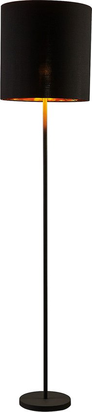 Lindby - vloerlamp - 1licht - stof, metaal - H: 179 cm - E27 - zwart, goud