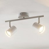 ELC - LED plafondlamp - 2 lichts - metaal, staal - H: 16.1 cm - GU10 - mat wit - Inclusief lichtbronnen