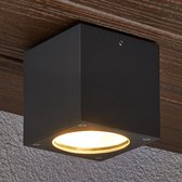 Lucande - plafondlamp - 1licht - drukgegoten aluminium, glas - H: 9.4 cm - grafiet, helder - Inclusief lichtbron