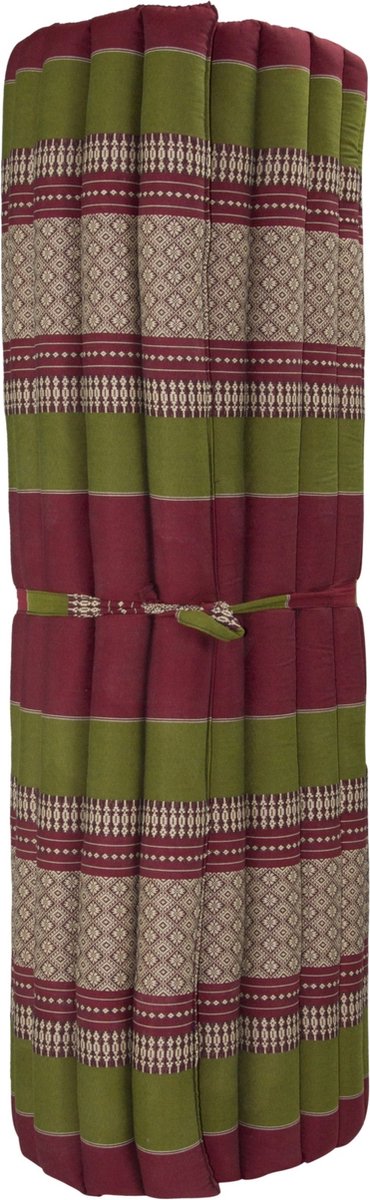 Fine Asianliving Thaise Mat Oprolbaar Matras 200x100x4.5cm Bordeaux Groen Meditatie Mat Matras van Fine Asianliving — afbeelding 3