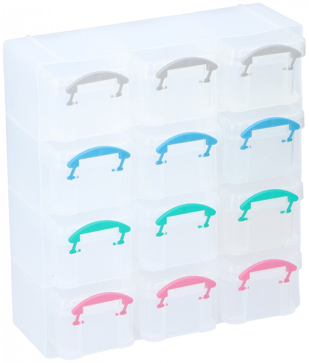 Niet-gemerkte plastic opbergdoosset - 12 stuks, transparant, 20,8 x 22,2 x 8,5 cm