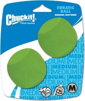 Chuckit! Erratic Ball - Hondenspeelgoed - Hondenbal - Stuiterend hondenspeeltje - Rubber - Medium - Ø6 cm - 2 Stuks