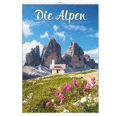 Comello Wandkalender Alpen 23,5 X 33,5 Cm Papier Blauw/groen