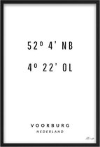 Poster Coördinaten Voorburg A3 - 30 x 42 cm (Exclusief Lijst)