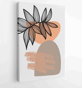 Botanical wall art vector set. Foliage line art drawing with abstract shape 3 - Moderne schilderijen – Vertical – 1912802974 - 50*40 Vertical