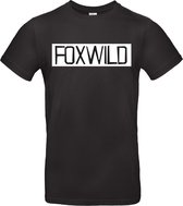 T-Shirt Foxwild | Zwart met witte opdruk | Maat M | Massa is kassa - Peter Gillis - Foxwild word ik er van! | Stickertoko.nl