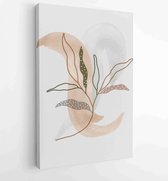 Botanical watercolor wall art vector set. Earth tone boho foliage line art drawing with abstract shape 2 - Moderne schilderijen – Vertical – 1901708017 - 115*75 Vertical